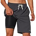 HODOSPORTS Mens Swim Trunks with Compression Liner 9 Inch Quick Dry Swim Shorts with Pockets Swim Suit