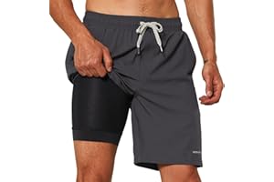 HODOSPORTS Mens Swim Trunks with Compression Liner 9 Inch Quick Dry Swim Shorts with Pockets Swim Suit