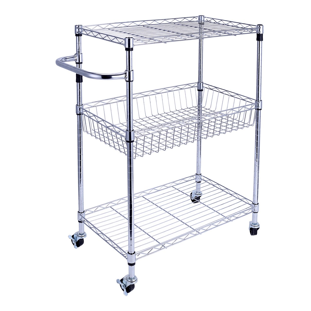 SortWise ® 3Shelf Commercial Utility Wire Shelf Cart Storage Rack