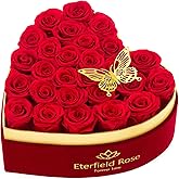 Eterfield 27 Forever Flowers in Heart Shape Box, Christmas Preserved Roses That Last Over a Year Preserved Flowers Birthday Gifts for Her Women Mom Wife Anniversary Valentines Day Mothers Day, Red