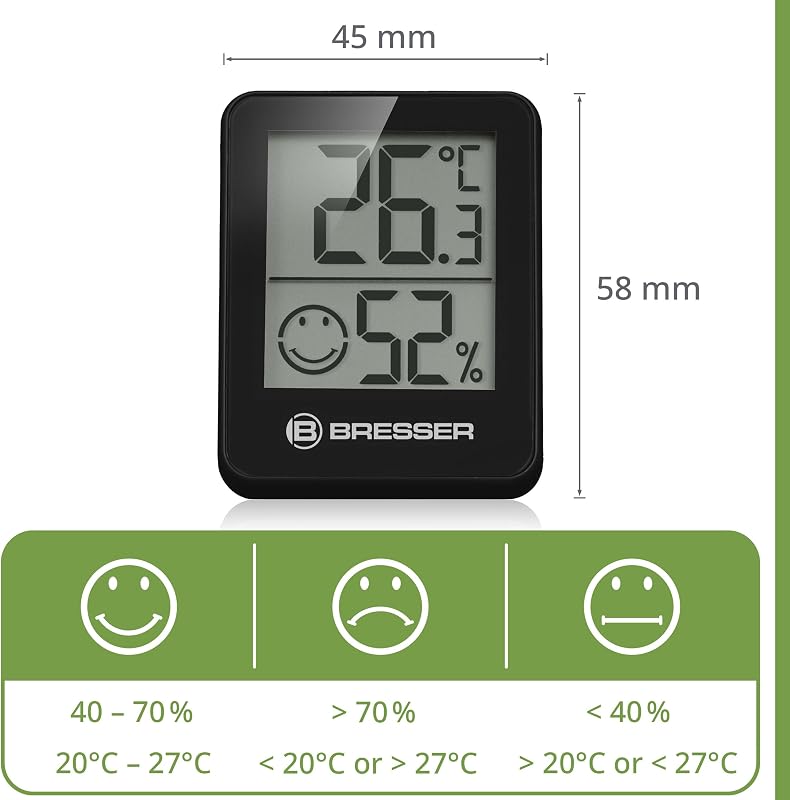 Juego de 6 indicadores termohigrométricos Temeo Hygro de pie o de pared con indicador de clima ambiente, negros