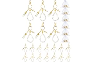 Blushtier 20 Set Holy Water Bottle Keychain Gift Bulk with Rosary Bead Crucifix Organza Bags Eyedropper for Party Favor(Gold)