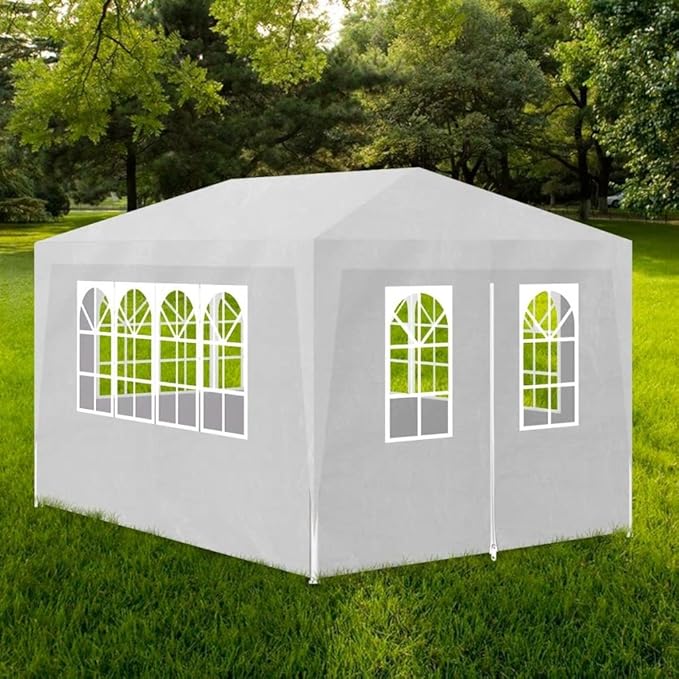 Tidyard 10' x 13' with 4 Walls White Outdoor Gazebo Canopy