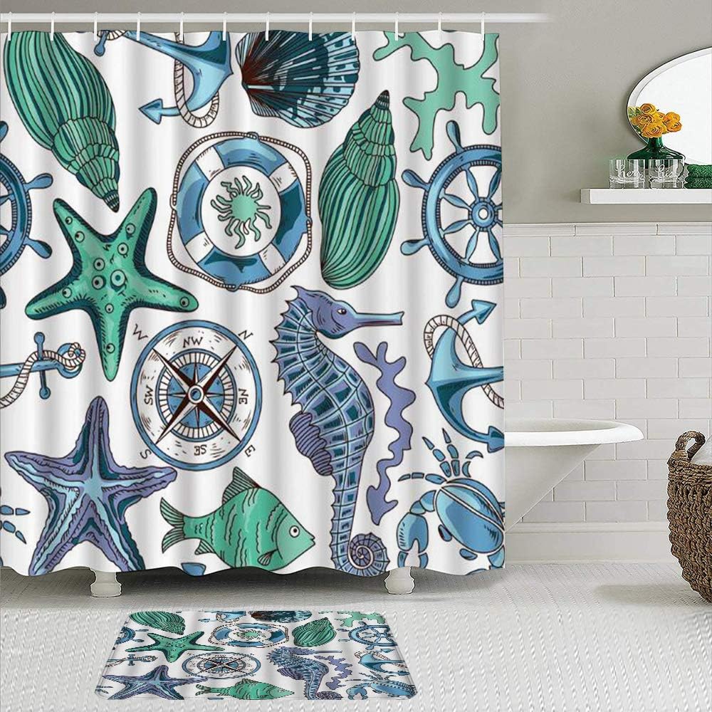 MTevocon Juegos de Cortinas de baño con alfombras Antideslizantes