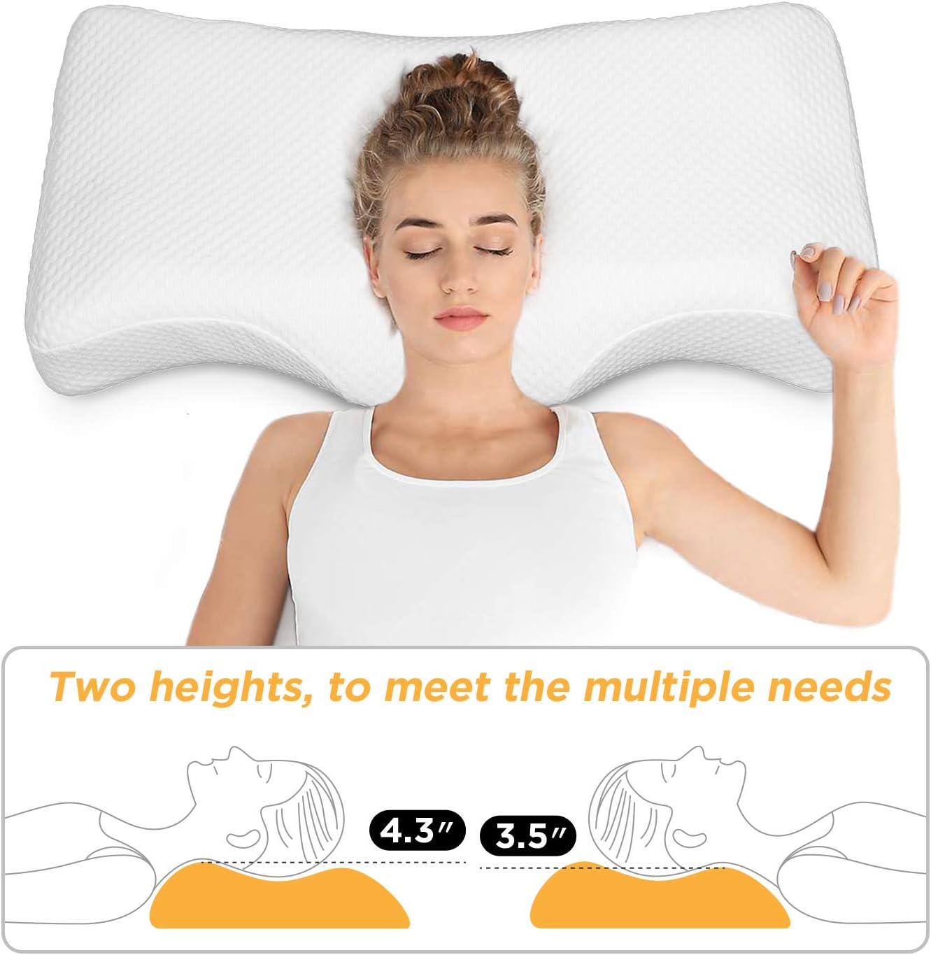 KUIENSI Memory Foam Cervical Contour Orthopedic Pillow, for Sleeping Neck and Shoulder Pain Relief, Ergonomic Dream Pillow with Two Heights to Meet The Many Needs for Side, Back, Stomach Sleeper: Home & Kitchen