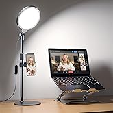 Dimmable Ring Light with Stand for Desk, Adjustable Desk Light for Video Recording, 30 Light Modes Video Conference Lighting,
