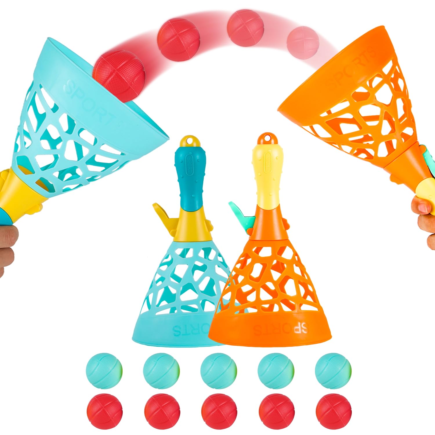 Kids Kids Ball Games with 2 Launch Baskets and 10 Balls, Indoor Game/Outdoor Game/Garden Game/Board Game/Fun PartyGame Toys, for 5 6 7 8 9 10 11 12 Year Old Boys Girls