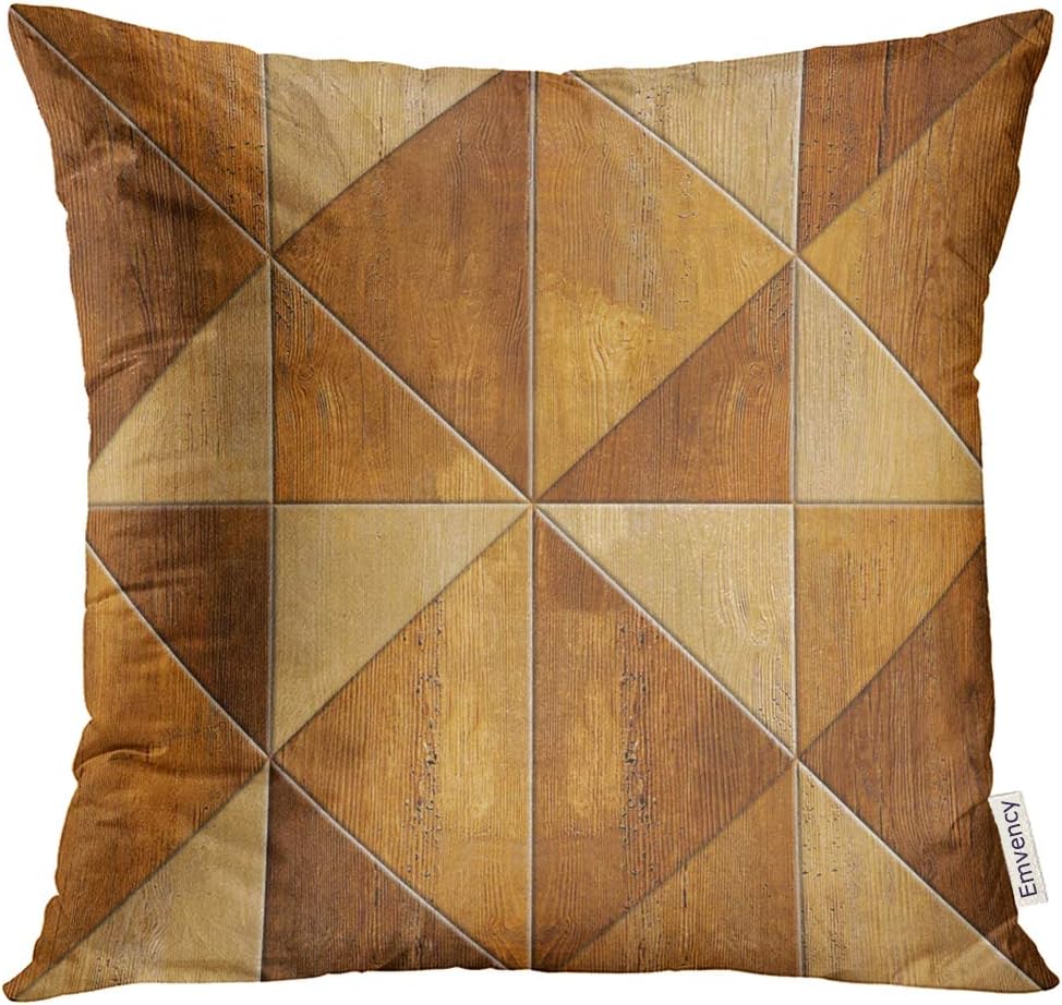 UPOOS Throw Pillow Cover Wall Abstract Wood Interior Design Continuous Replication Triangle Style Geometric Wooden Decorative Pillow Case Home Decor Square 20x20 Inches Pillowcase