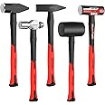 MAXPOWER 5-Piece Hammer Set - 32 oz Ball-Pein, 500g Chipping, 16 oz Rubber, 3 lb Sledge & Cross-Pein Hammers with Fiberglass 