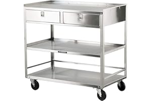 Lakeside Manufacturing "474 Stainless Steel Equipment Stand, 2Drawers-3 Shelves, 500 lb. Load Capacity, Length 39.5"" Width 23.5"" Height 39"""