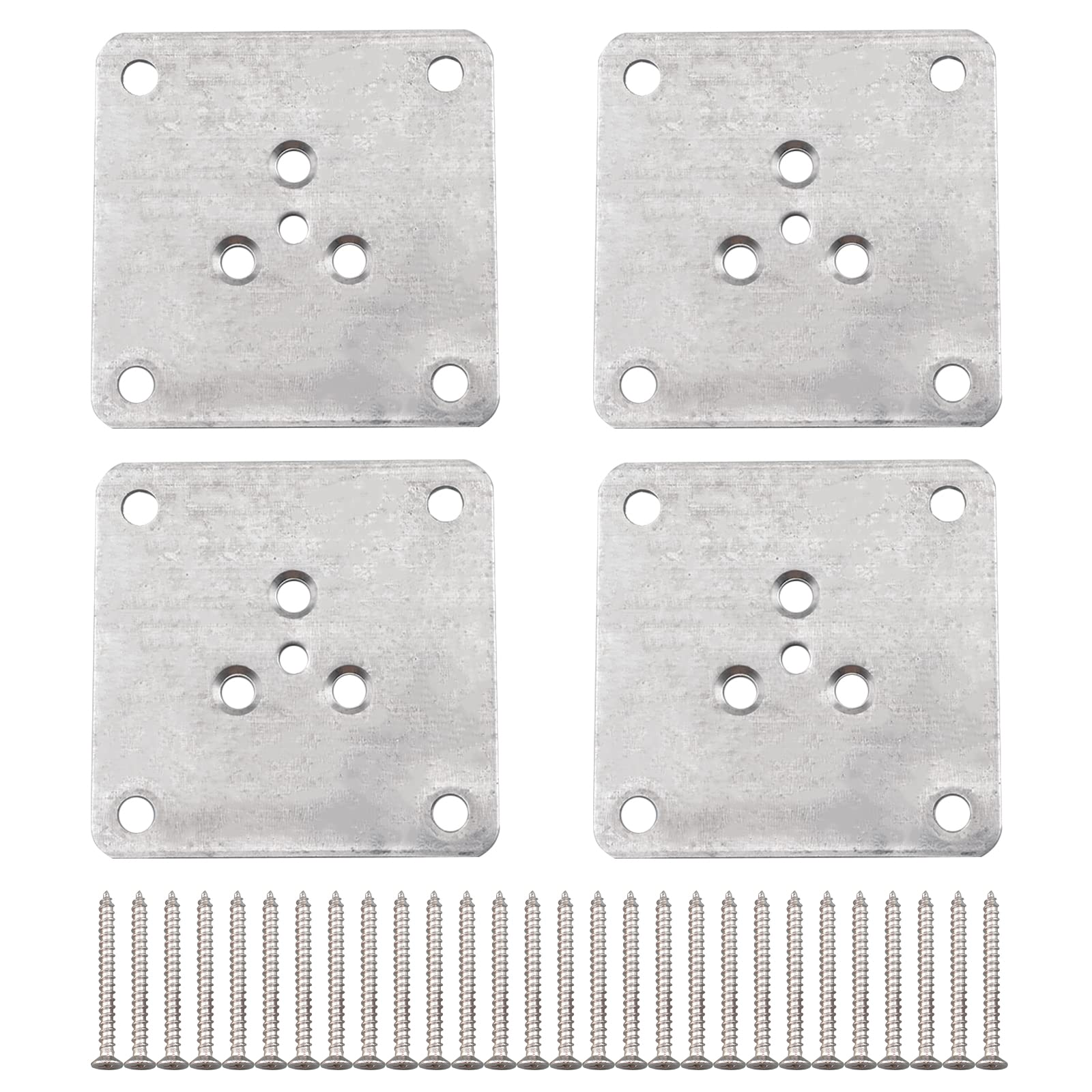 INCREWAY Mounting Plates, 4Pcs Heavy Duty Sofa Leg Mounting Plates Flat Durable Steel Furniture Leg Attachment Plates with Screws for Sofa Couches Chair Seats