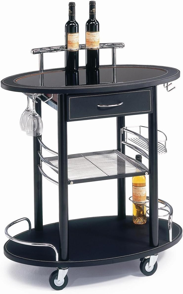 outside bar cart on Amazon Com New Spec Minibar Serving Cart Black Kitchen Islands Carts