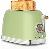 CROWNFUL 2-Slice Toaster, Extra Wide Slots Toaster, Retro Stainless Steel with Bagel, Cancel, Defrost, Reheat Function and 6-