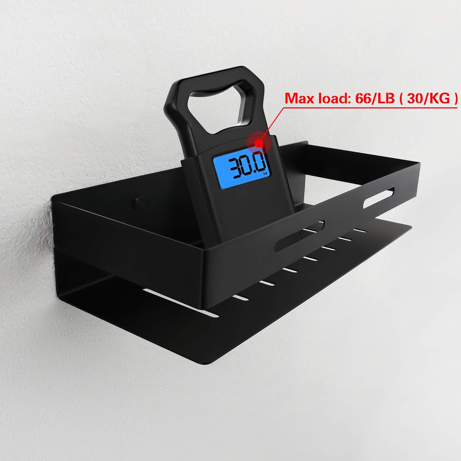 SKOWLL Bathroom Wall Shelves Drill Free with Glue Shower Caddy Wall Mounted No Drill Holes Shower Basket Stain Proofing Modern Style, Matte Black Finished: Kitchen & Dining