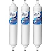 AQUA CREST GXRTQR Inline Water Filter, NSF Certified, Replacement for GE® GXRTQR, GXRTQ, Carbon Block Media Ensures 99% Chlorine Reduction, 3 Filters (Package may vary)