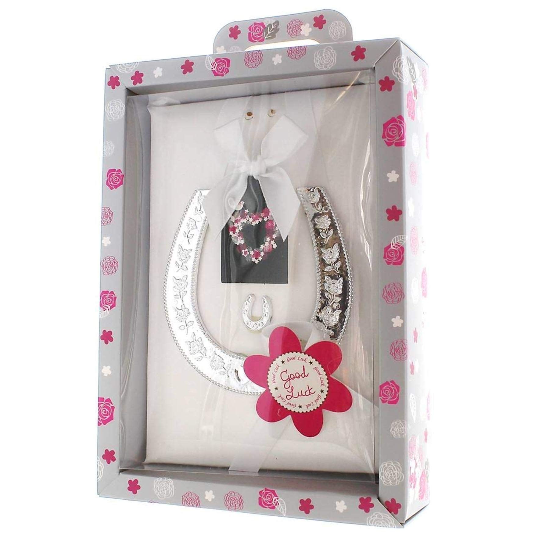 Silver Good Luck Keepsake Horseshoe & Grey Presentation Box - Wedding Gift