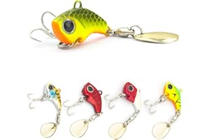 HISOO FISHING LURES Fishing Lures VIB Tail Spinners Bait Metal Sinking Lures Fishing Jigs Blade Baits Bass Crankbait Fishing Spinner Blade for Bass Fishing Lure Kit with Tackle Box