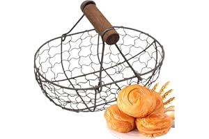Egg Baskets For Collecting Fresh Eggs - Picnic Storage Basket - Decorative Wire Egg Basket Farmhouse Storage - Metal Eggs Col