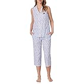 Eileen West Sleepwear & Loungewear for Women - Jersey Knit Collection - 100% Cotton Pajama Set Sleeveless Top Capri Pant