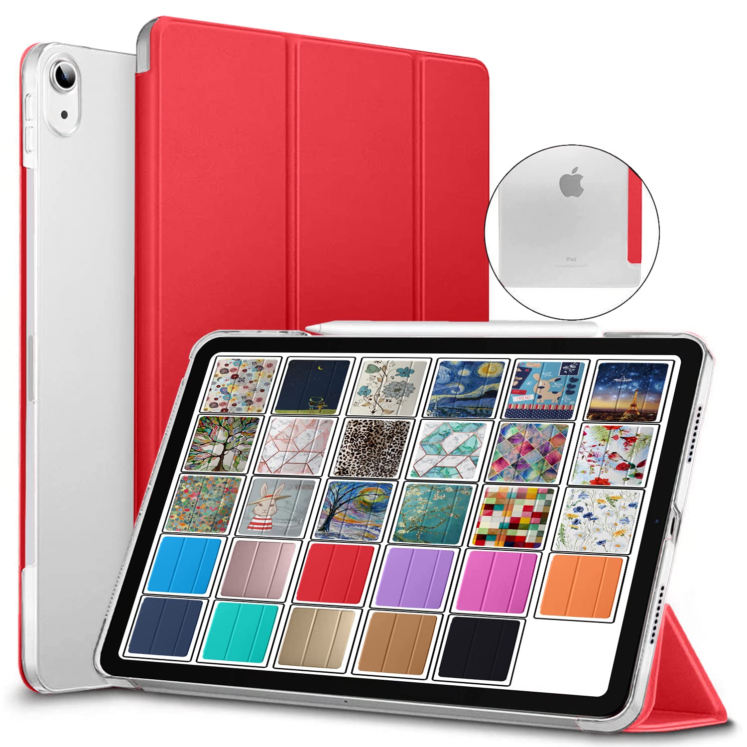 DuraSafe Cases for iPad Air 6th 2024 5th 2022 4th 2020 Gen [Air 4/5 / 6 / Air 11 ] 10.9 11 A2588 A2316 MM6R3B/A MM6T3B/A MYHX2B/A MYJ22B/A Slim Lightweight PC Dual Angle Stand Cover - Red — image 1