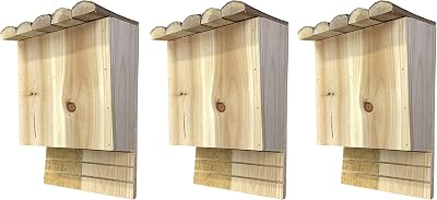 Selections Large Wooden Bat Roosting Nesting Box Habitat Shelter - Pack of 3