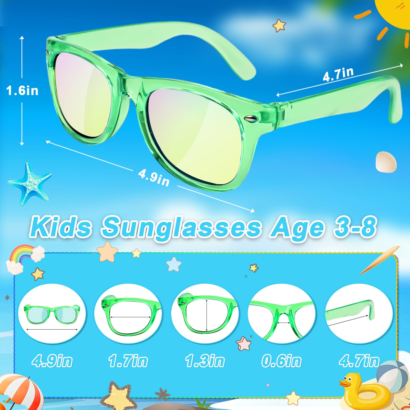 Kids Sunglasses Bulk Party Favors - 24 Packs Boys Girls Sunglasses for Kids Age 3-8 with UV 400 Protection, Neon Sunglasses for Kids Party