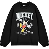 Disney Mickey Mouse Women's Black Sweatshirt | Original 1928 Graphic Crew Neck Long Sleeve