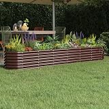 vidaXL Garden Raised Bed Flower Stand Pot Plant Tray 260x40x36 cm Brown view 2