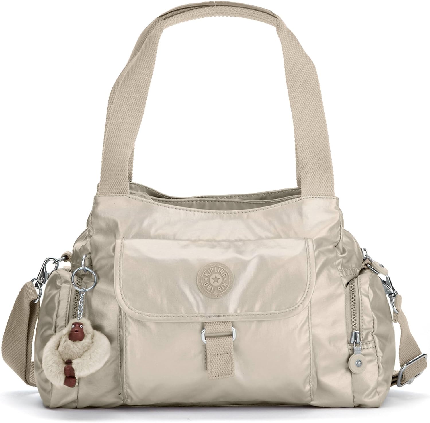 Kipling Felix Large Metallic Handbag Gleaming Gold Metallic Handbags