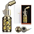 Butane Torch Lighter, Vintage Blow Torch with Continuous Flame Lock and Adjustable Flame, Refillable Windproof Kitchen Torch for BBQ, Baking, Desserts, Creme Brulee, Outdoors (Butane not included)