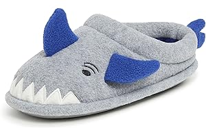 Dearfoams Toddler & Kids' Cute Shark, Cow, Unicorn, Dog, Dinosaur and Animal Critter Slippers