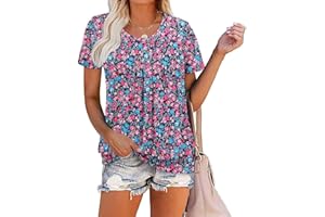 ZOLUCKY Womens Casual Short Sleeve Tunic Tops Scoop Neck T Shirts Summer Loose Fit Tunics