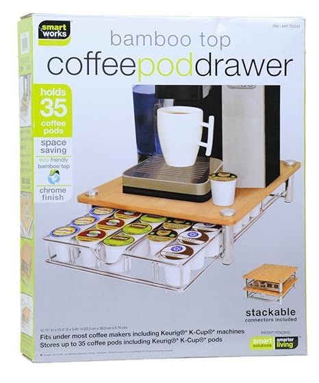 Smartworks Bamboo Top Coffee Pod Drawer For Keurig Compatible