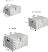 Innoteck Wicker Storage Basket Set with Lids Grey – Large, Medium & Small view 5