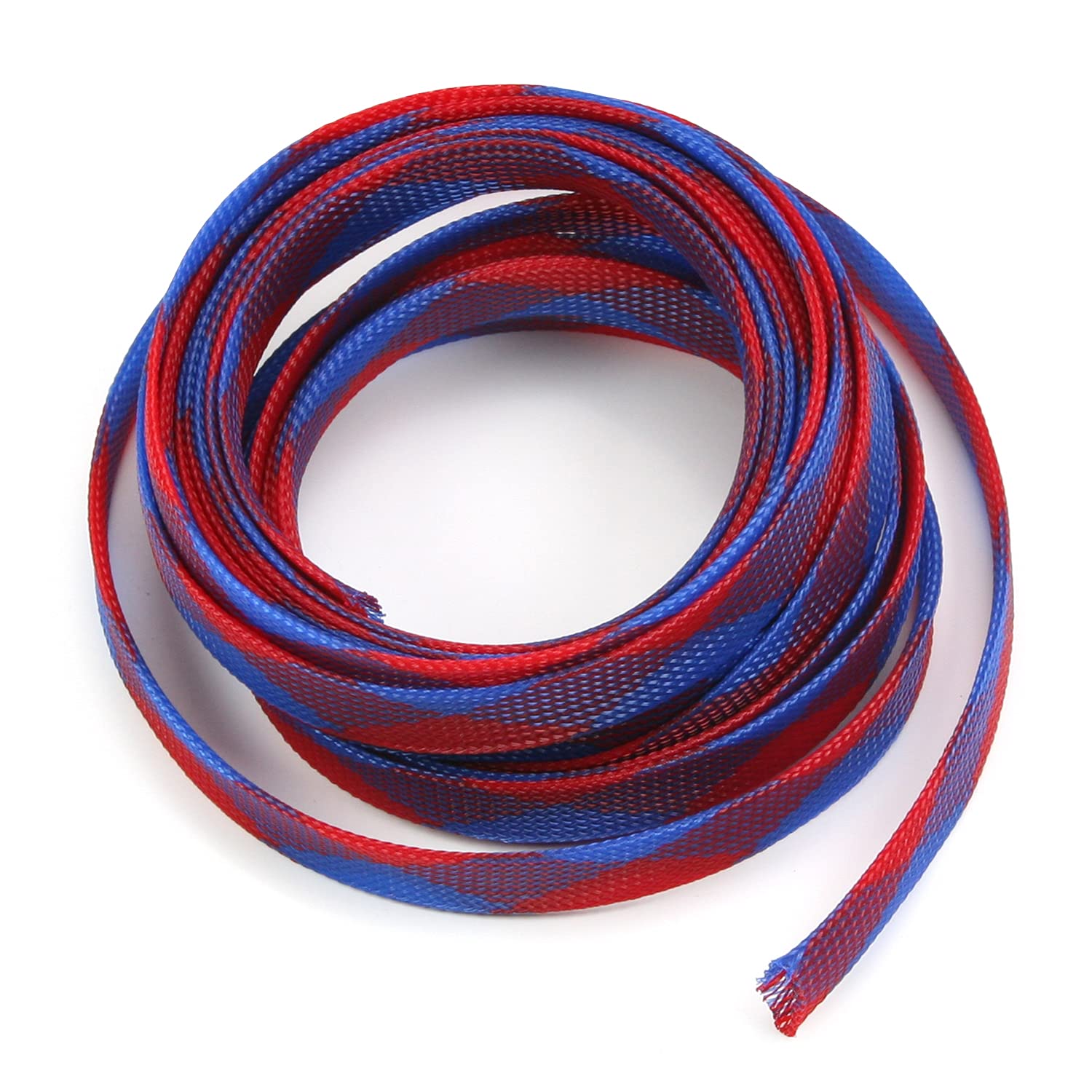 Othmro 1Pc Cable Tidy Sleeve, 5m Cable Protector, Desk Cable Management Cable Organizers Wire Tidy for TV/PC USB Cable, Pet Cable Protector, Blue Red (Width: 16mm)