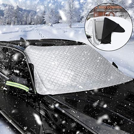 PowerTiger Frontscheibenabdeckung Auto Scheibenabdeckung Windschutzscheibe Abdeckung Frontscheibe Frostabdeckung Schneeabdeck