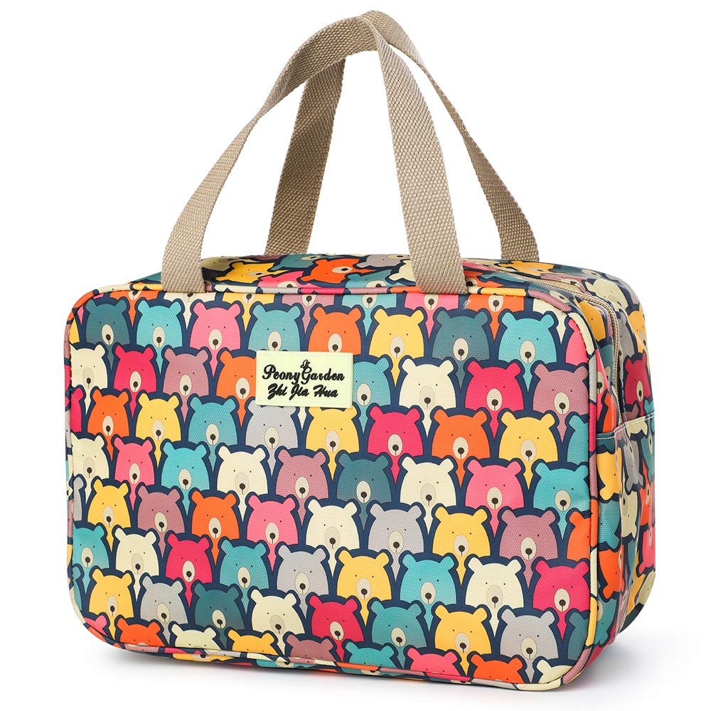 wordmouk Toiletry Bag Large Waterproof Cosmetic Bag Portable Travel Hanging Make up Wash Bags Makeup Organizer Toiletries Bathroom Storage Case for Women Girl Ladies Vacation Household (Lovely Bear)