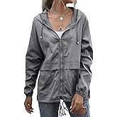 Muzeca Women's Waterproof Raincoat Lightweight Rain Jacket Hooded Windbreaker with Pockets for Outdoor