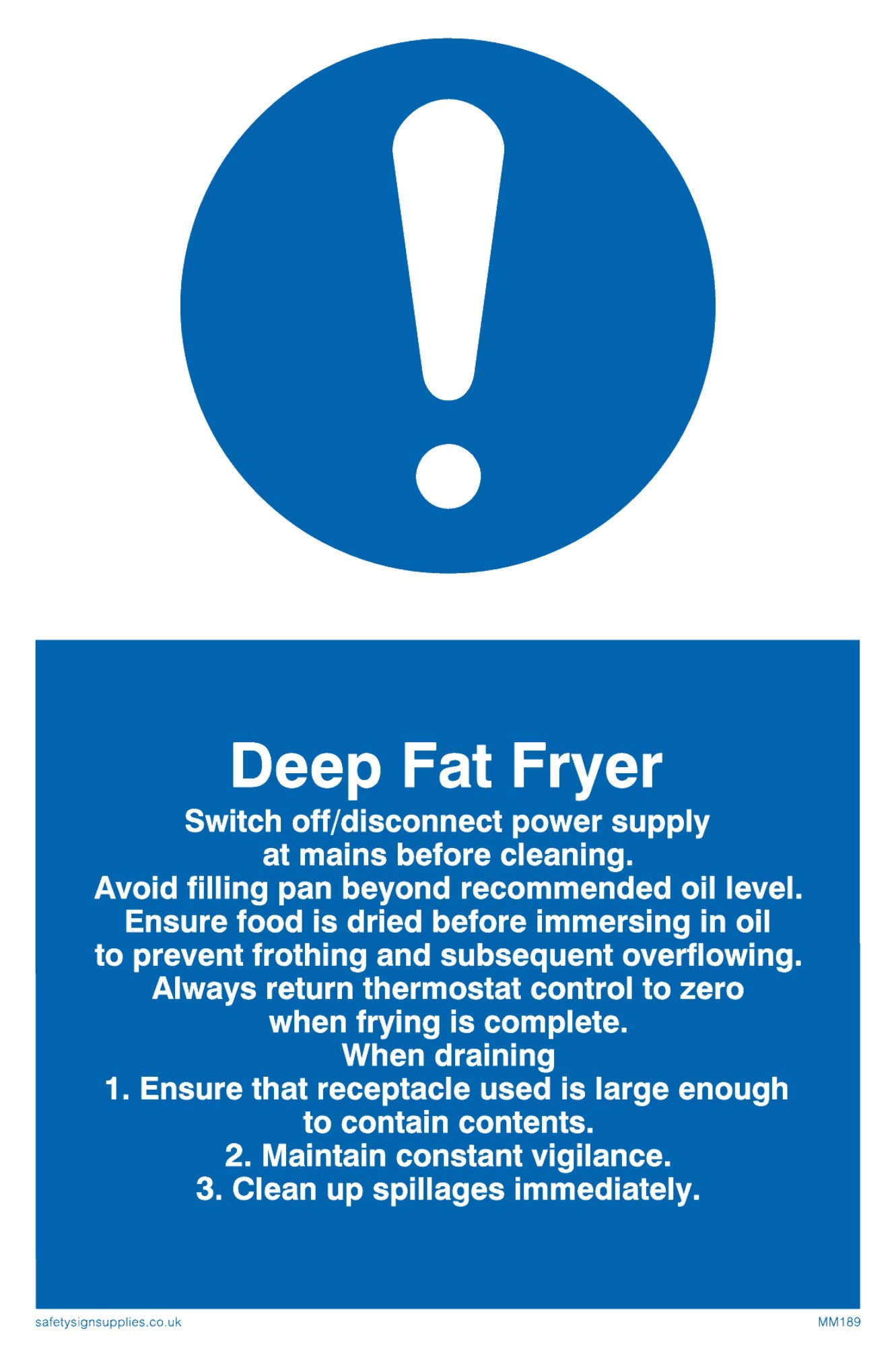 Viking Signs MM189-A6P-V Deep Fat Fryer Rules Sign, Vinyl, 150 mm x 100 mm