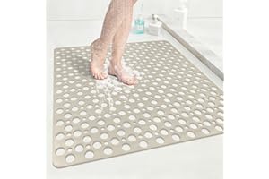 EIVINJE Non Slip Shower Mat: 27"x27" Square Shower Mats for Inside Shower, Soft TPE Anti Slip Shower Stall Mats, No Odor, Qui