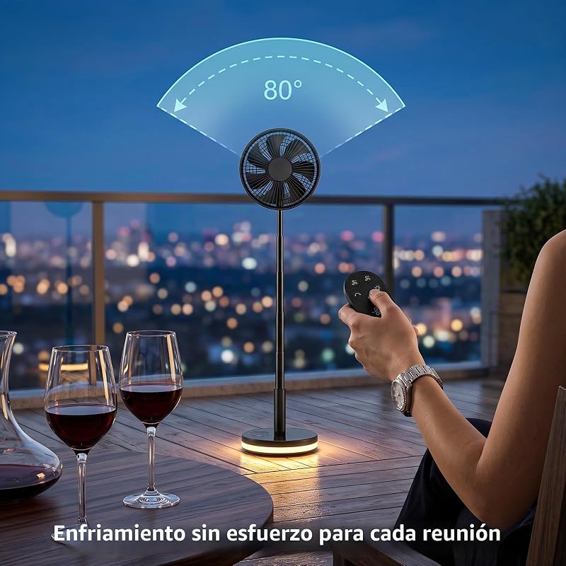 Ventilador de chão portátil dobrável e oscilante - 7,8" 16000mAh Ventoinhas de mesa pequenas USB C com comando remoto, Ventoinha Silent Pedestal para viagens em escritório de sono em casa