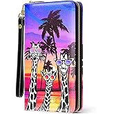 RTTLALUO Giraffe Womens Wallet, Giraffe Wristlet Wallet For Women, Cute Animal Credit Card Holder Purse, Birthday Christmas Graduation Gifts For Women Mom Friends, Travel Office Daily Pocket Purse