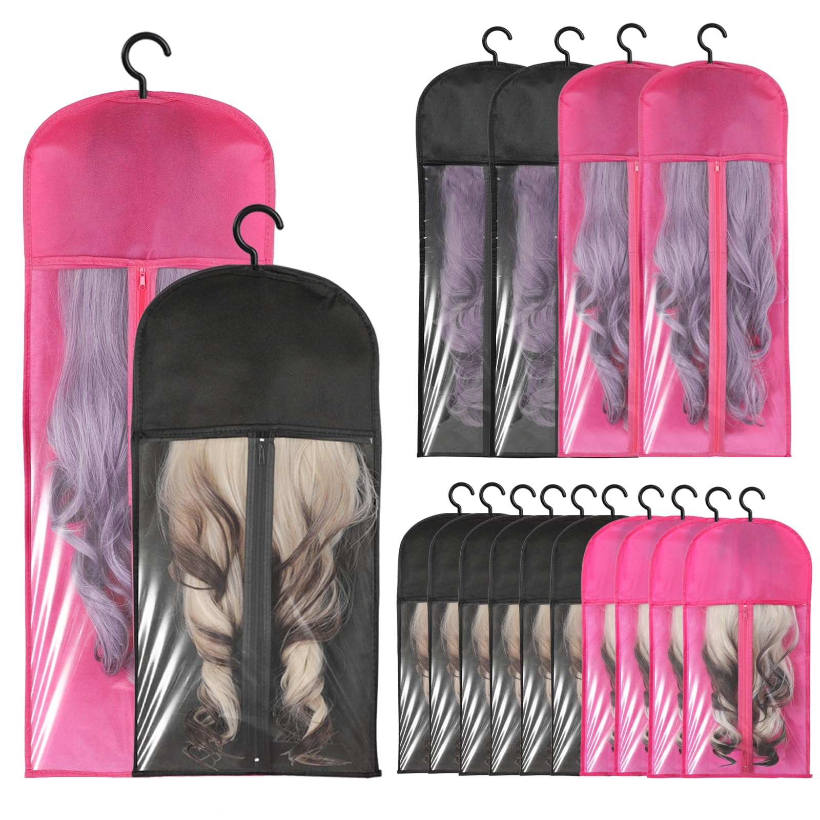 Photo 1 of 14PCS Wigs Storage Bags With Hanger, Dust-proof Wig Holder, Water-proof Wigs Rack & Organizer, Breathable Hair Extension Holder, Easy to Carry Wig and Accessories for Home, Travel, Hair Salon