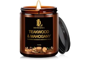 DL DREAMY DEWLA Teakwood & Mahogany Candles, Teakwood Mahogany Scented Candle, Natural Soy Candles for Home Scented, Long Lasting with 50 Hour Burn Time, Gifts for Men Women