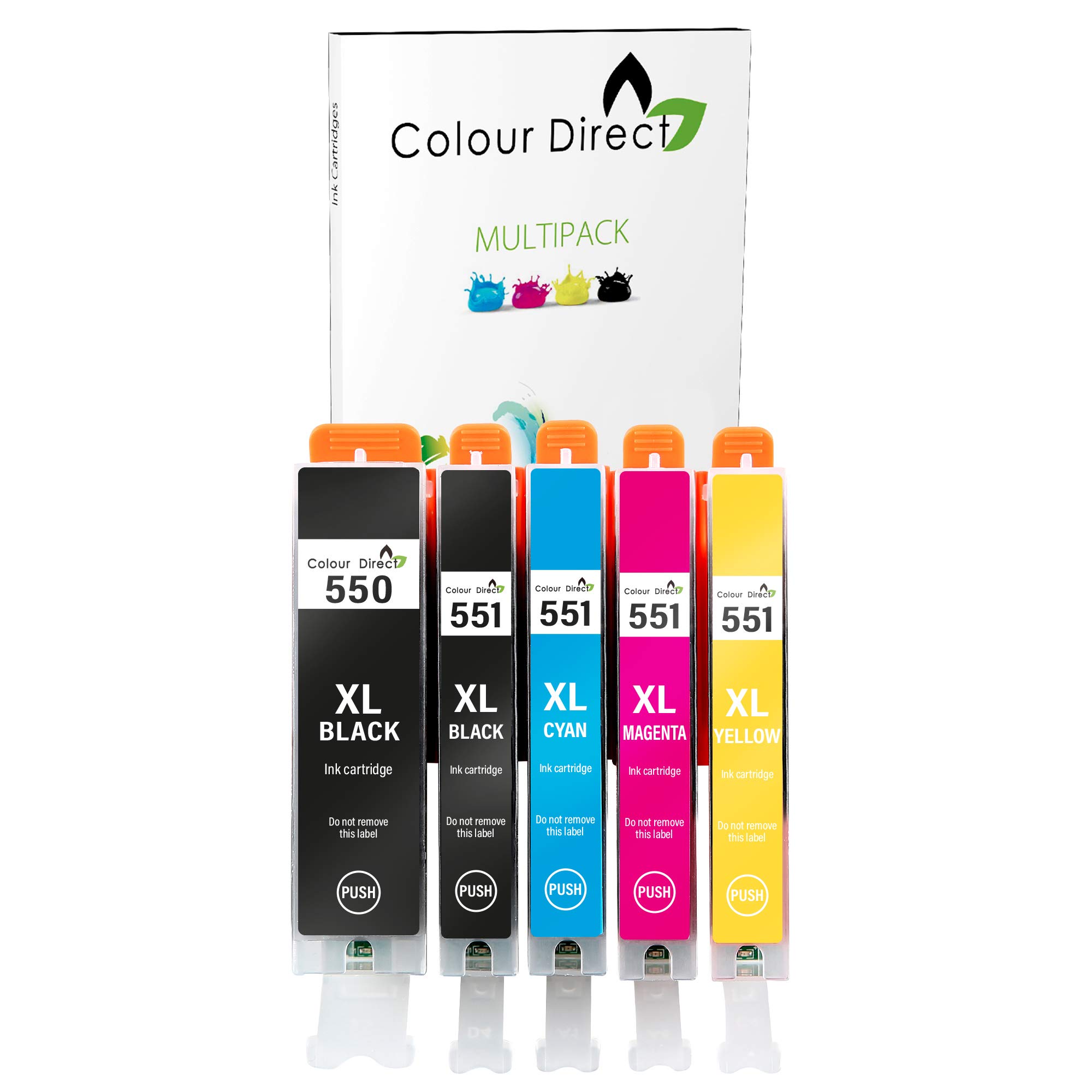 Colour Direct PGI-550XL CLI-551XL Compatible Ink Cartridges for Canon 550 551 XL for Canon Pixma iP7250 MG5650 MX925 MG6450 iX6850 MG5550 MX920 MX725 iP8750 MG6350 MG5450 MG6650-5 Pack (1 Set)