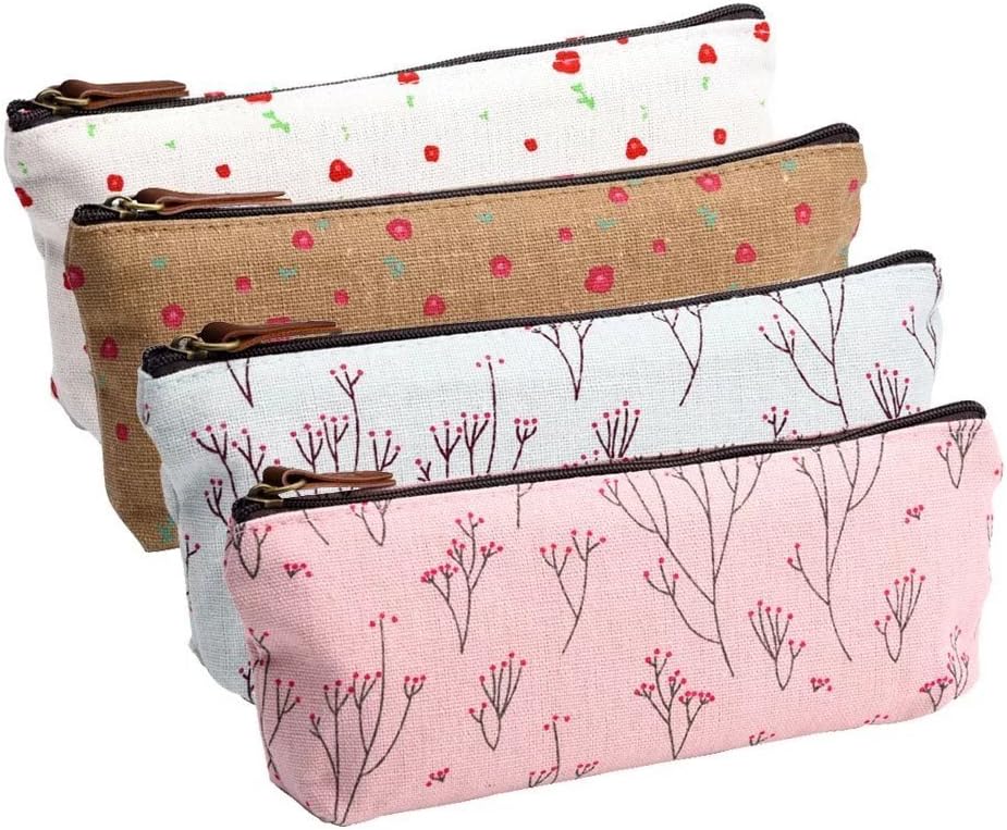 Pilink Pen Pencil Stationery Bag Pouch Box Case – Cute Cat Design and Candy Colour One Size 4pcs-Canvas Pen Pencil Case