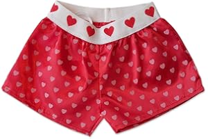 STUFFEMS TOY SHOP Satin Heart Boxer Shorts Teddy Bear Clothes Fit 14" - 18" Build-a-bear, Vermont Teddy Bears, and Make Your Own Stuffed Animals