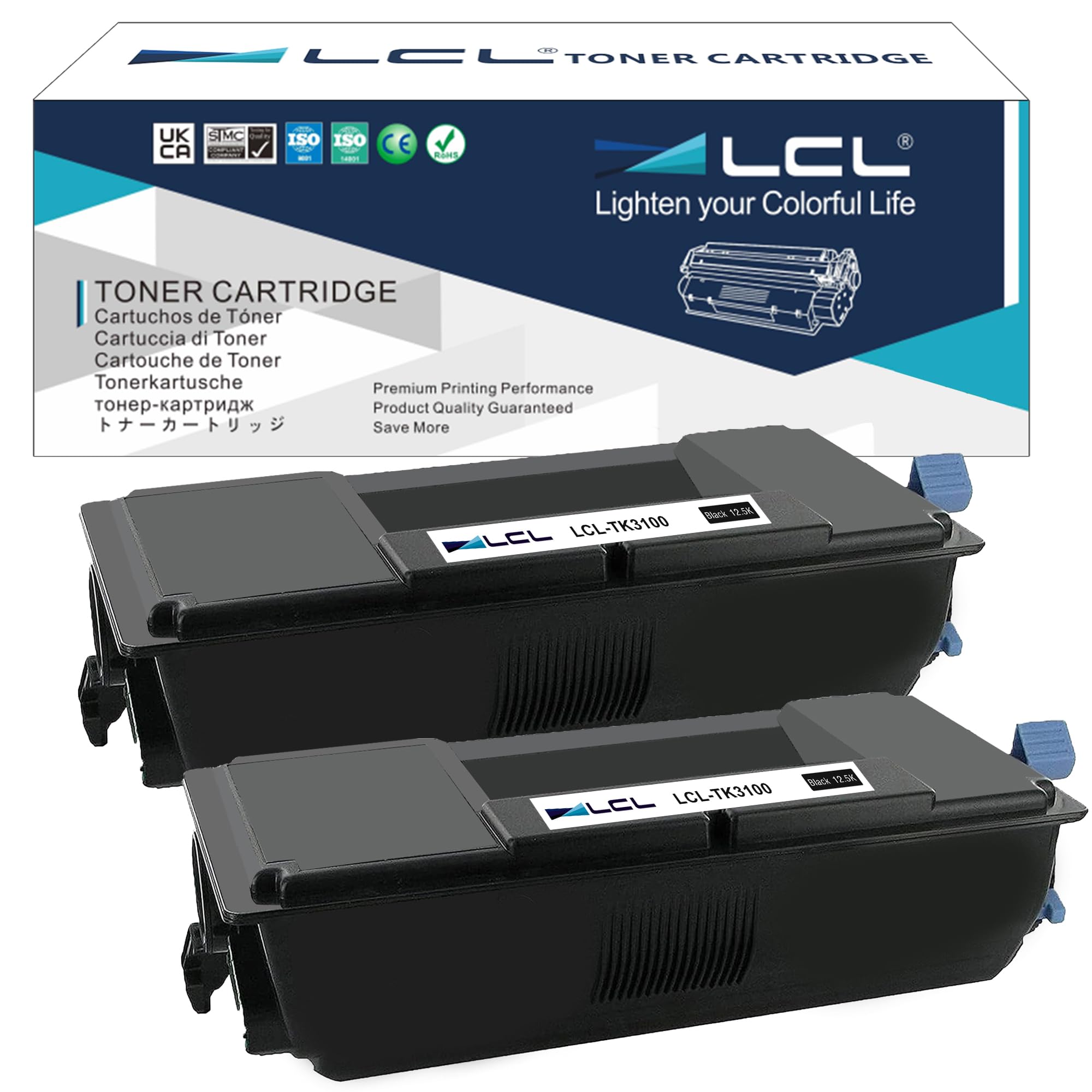 LCL Compatible Toner Cartridge TK3100K TK3100 TK-3100 1T02MS0NL0 12500Pages (2 Black) Replacement for Kyocera ECOSYS FS-2100D FS-2100DN FS-4100DN FS-4200DN FS-4300DN M3040DN M3540DN