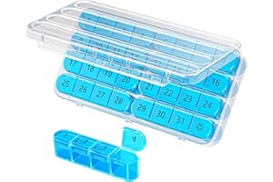 Daviky Monthly Pill Organizer 1 Time a Day, Month Pill Box Organizer 30 Day, 31 Day Daily Pill Case Once a Day, Travel Pill Organizer Monthly to Hold Vitamins, Supplements and Medication