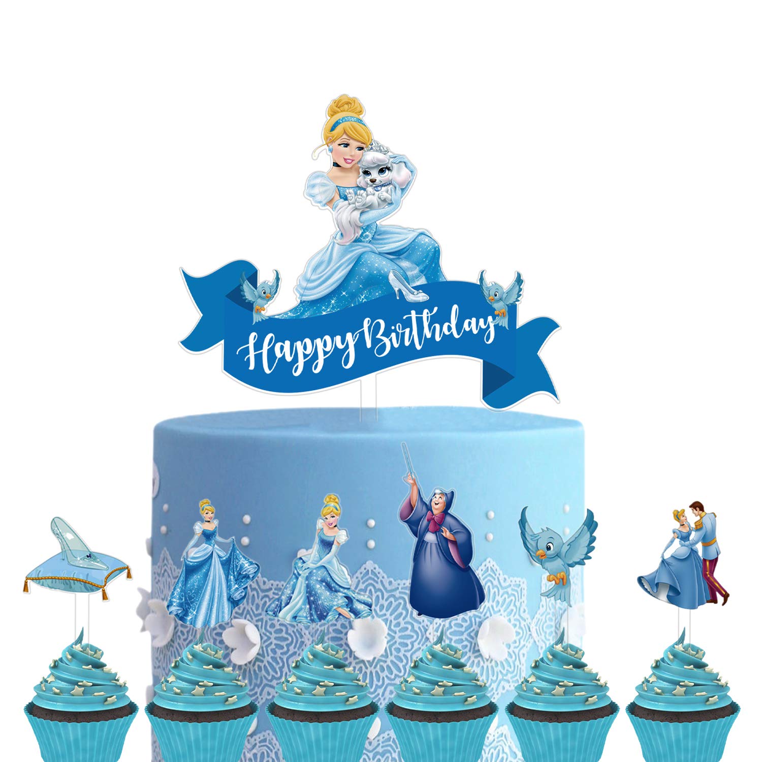 Buy Set of Acrylic Cinderella Happy Birthday Cake Topper, Princess
